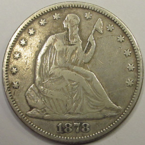1878 Seated Liberty Half Dollar - antique Wild West era American silver half