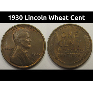 1930 Lincoln Wheat Cent - antique uncirulated American wheat penny