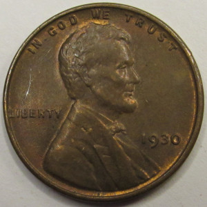 1930 Lincoln Wheat Cent - antique uncirulated American wheat penny