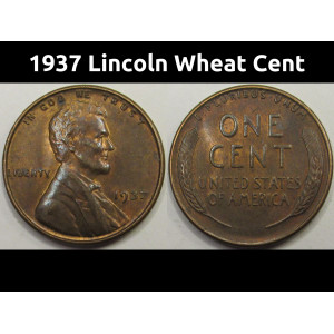1937 Lincoln Wheat Cent - antique original American wheat penny