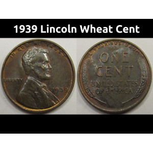 1939 Lincoln Wheat Cent - antique American wheat penny