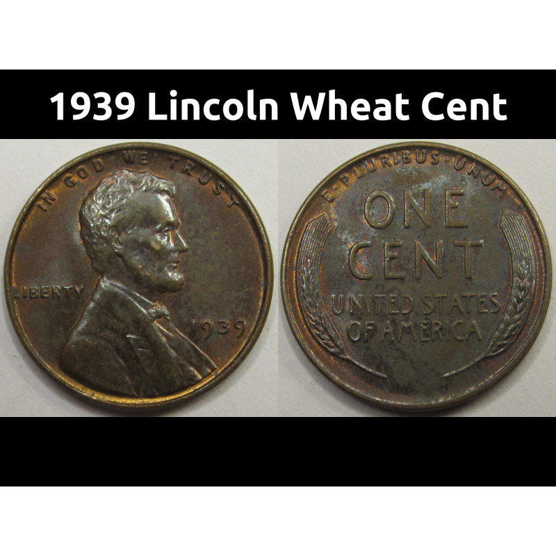 1939 Lincoln Wheat Cent - antique American wheat penny