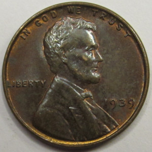 1939 Lincoln Wheat Cent - antique American wheat penny