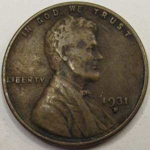 1931 D Lincoln Wheat Cent - antique Denver mintmark Great Depression era coin