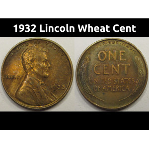 1932 Lincoln Wheat Cent - antique thirties American wheat penny