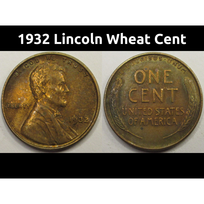 1932 Lincoln Wheat Cent - antique thirties American wheat penny