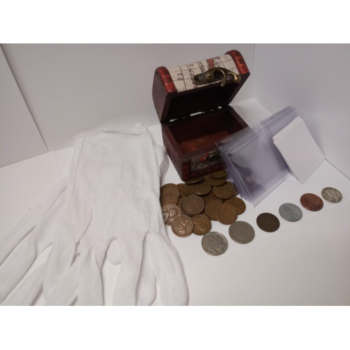 Coin Collecting Starter Kit 35 old coins / 1800s penny + silver dime