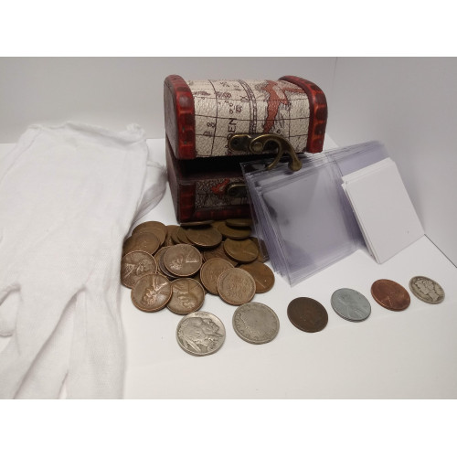 Coin Collecting Starter Kit 35 old coins / 1800s penny + silver dime