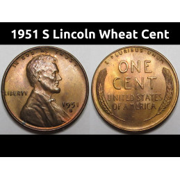 1951 S Lincoln Wheat Cent -...