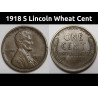 1918 S Lincoln Wheat Cent - antique US penny coin