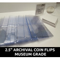 Archival 2.5" mylar plastic coin flips for storage - choose quantity 25 / 50 / 100 / 200 / 500