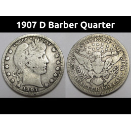 1907 D Barber Quarter -...