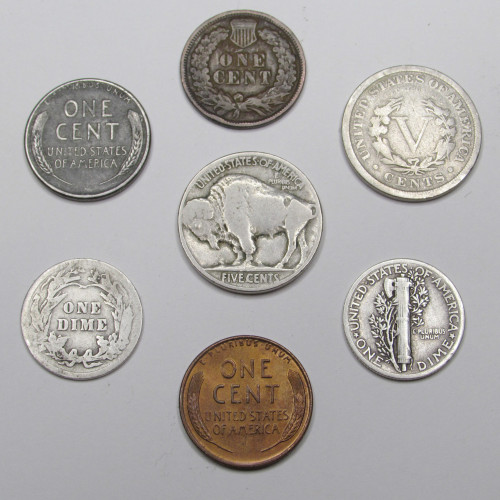 7 Classic old US coins collection - early 20th century coins w/ silver ...