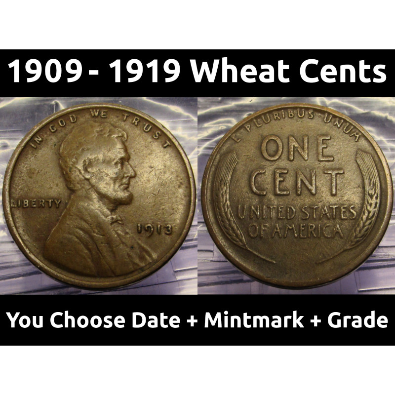 Lincoln Wheat Pennies - 1909 to 1919 PDS - choose date / mintmark / grade