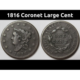 1816 Coronet Large Cent -...