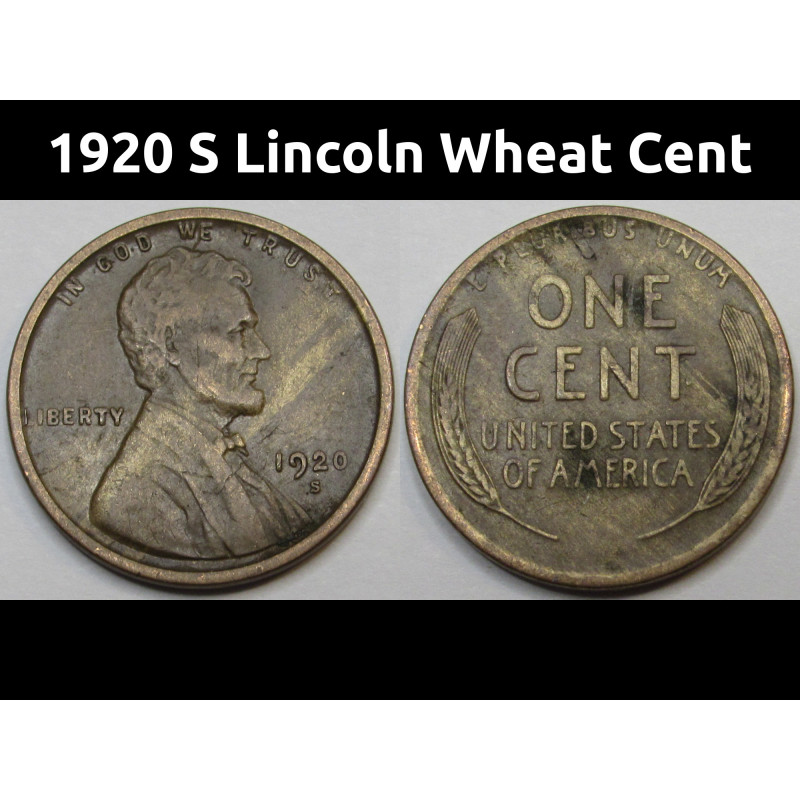 1920 S Lincoln Wheat Cent Tiger Striped Pattern Higher Grade Us Penny Coin 