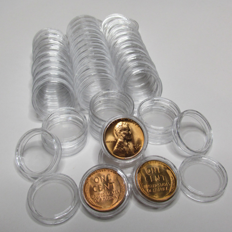 Penny size plastic capsules - coin storage - 19mm / cent diameter - choose quantity 25 / 50 / 100