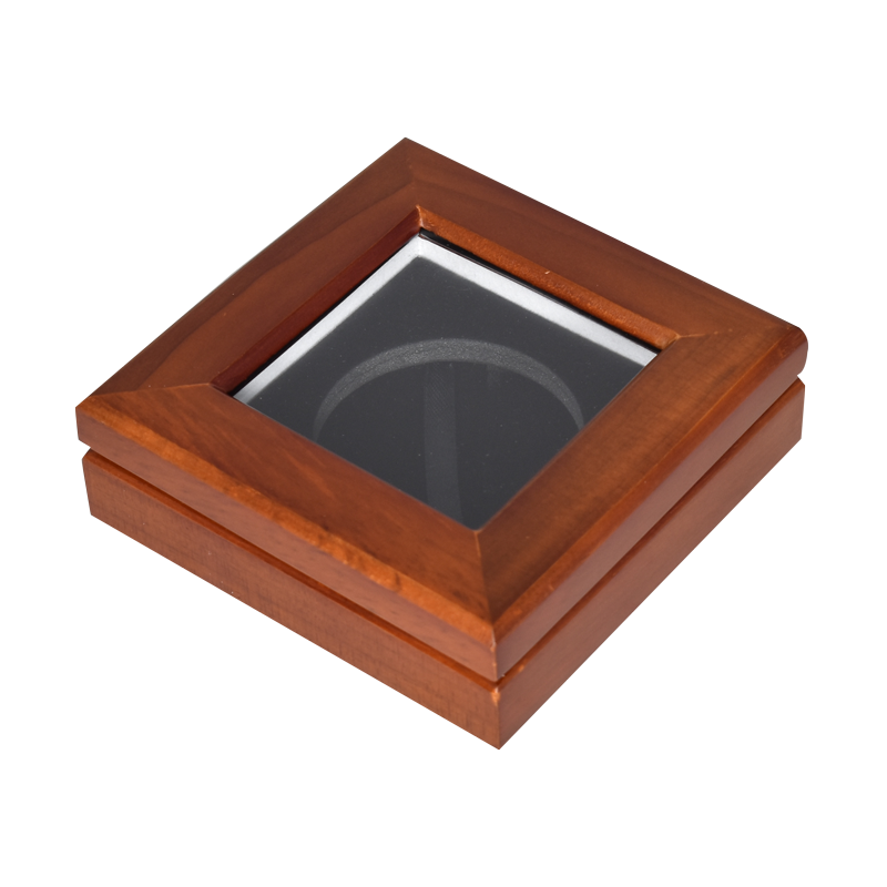 Wooden Display Box for single coin with glass top with capsule Penny / Nickel / Dime