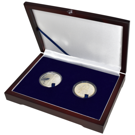 Wood presentation box with solid top for multi coin display - choose ...