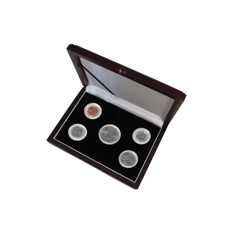 Wood presentation box with solid top for multi coin display - choose ...