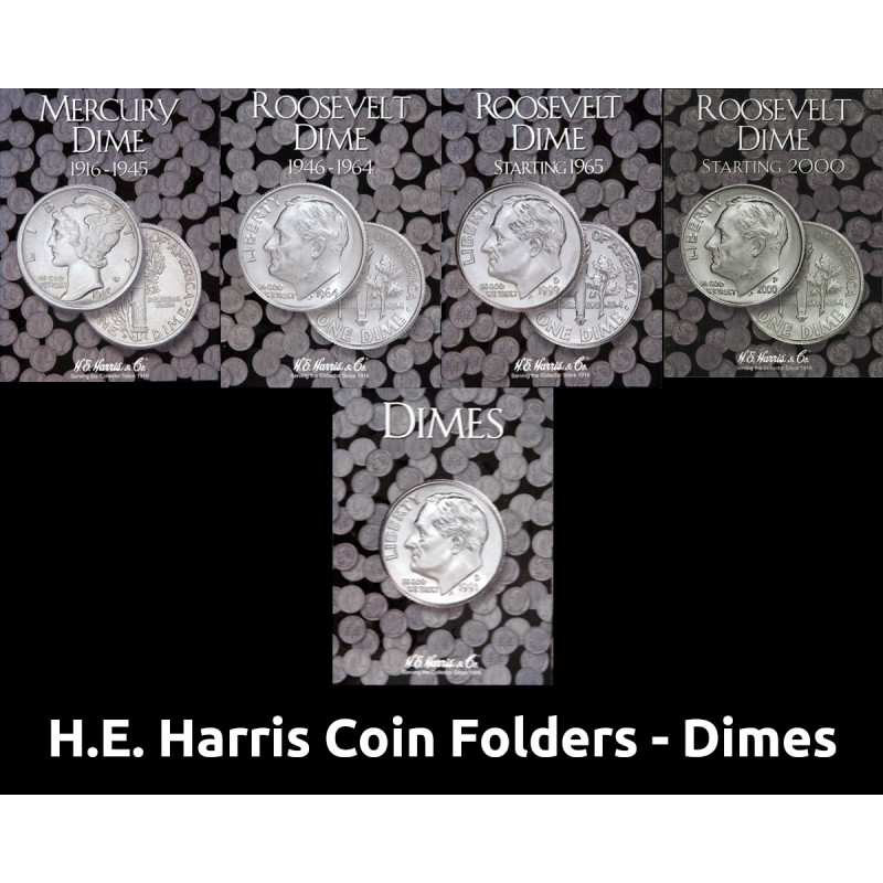 H.E. Harris Coin Folders for US Dimes - Mercury, Roosevelt - you pick