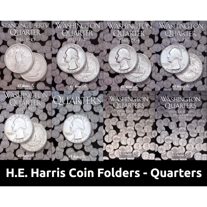 H.E. Harris Coin Folders for US Quarters - Standing Liberty, Washington, State Quarters, National Parks Quarters - You Pick