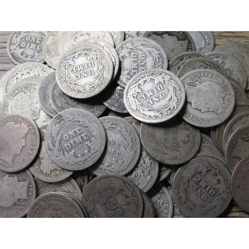 Assorted Barber Dimes - junk silver - choose quantity