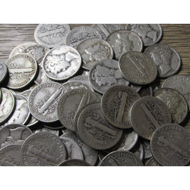 Assorted Mercury Dimes - junk silver - choose quantity