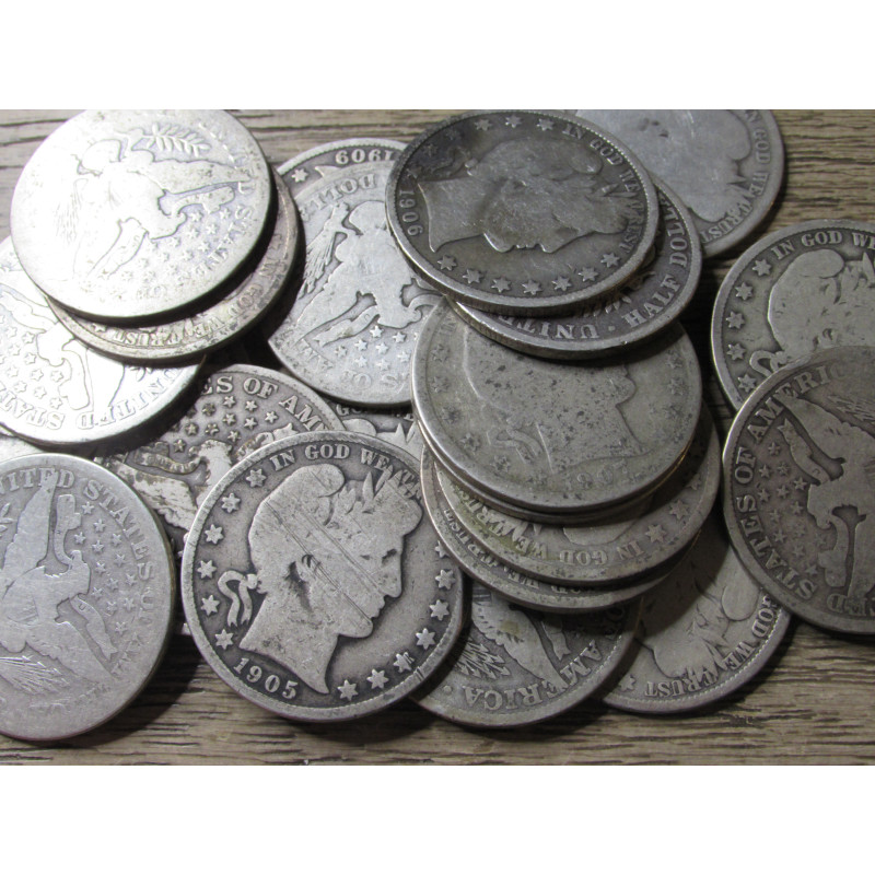 Assorted Barber Half Dollars - junk silver - choose quantity