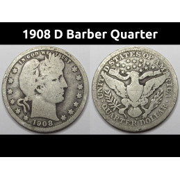 1908 D Barber Quarter -...