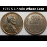 1935 S Lincoln Wheat Cent - higher grade San Francisco mint penny coin
