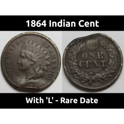 1864 Bronze "L" Indian Head...