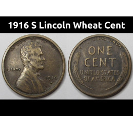 1916 S Lincoln Wheat Cent -...
