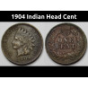 1904 Indian Head Cent - turn of the century antique American penny coin