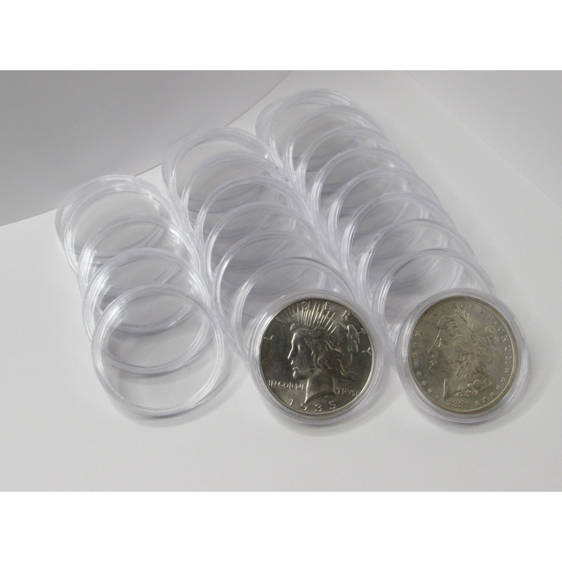 Silver Dollar sized Plastic Coin Capusles 38mm holders for coins pack of 10 / 25/ 50