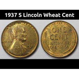1937 S Lincoln Wheat Cent -...
