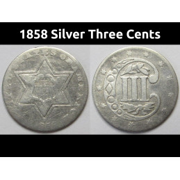 1858 Silver Three Cents -...