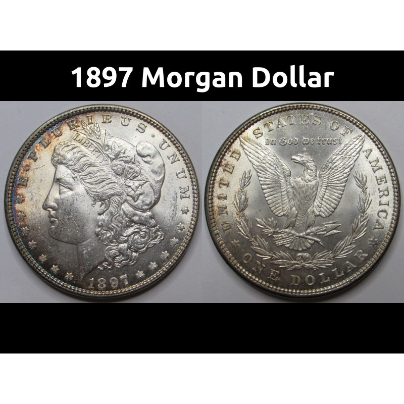 1897 Morgan Dollar - beautiful toned American silver dollar coin
