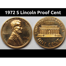 1972 S Lincoln Proof Cent - vintage American penny coin