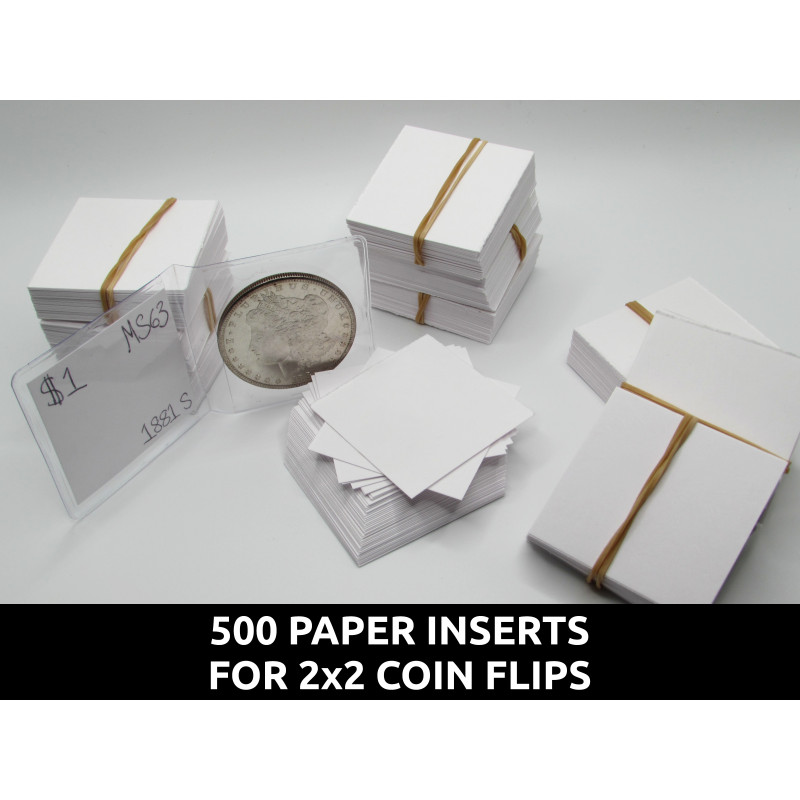 500 Paper Inserts for 2x2 coin flips - acid-free, safe for coins - bulk deal