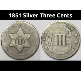 1851 Silver Three Cent...
