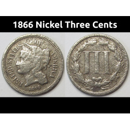 1866 Nickel Three Cents -...