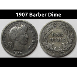 1907 Barber Dime - old turn...