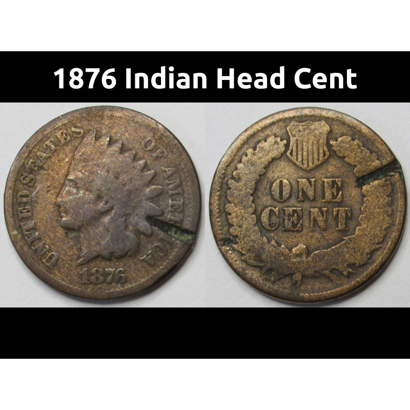 1876 Indian Head Cent - antique better date American penny
