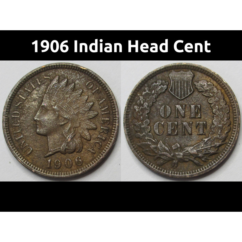 1906 Indian Head Cent - antique higher grade American penny