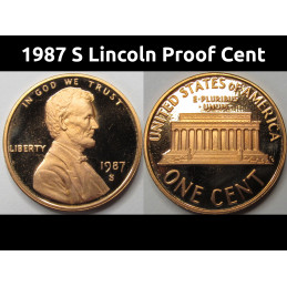 1987 S Lincoln Memorial Proof Cent - vintage American penny coin