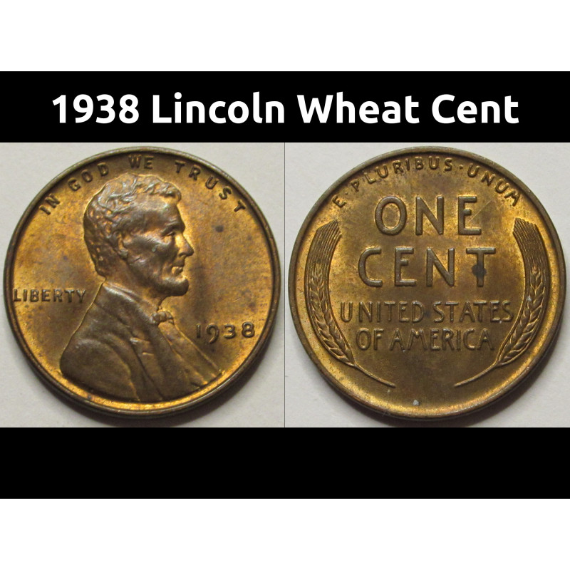 1938 Lincoln Wheat Cent - uncirculated 85 year old American wheat penny