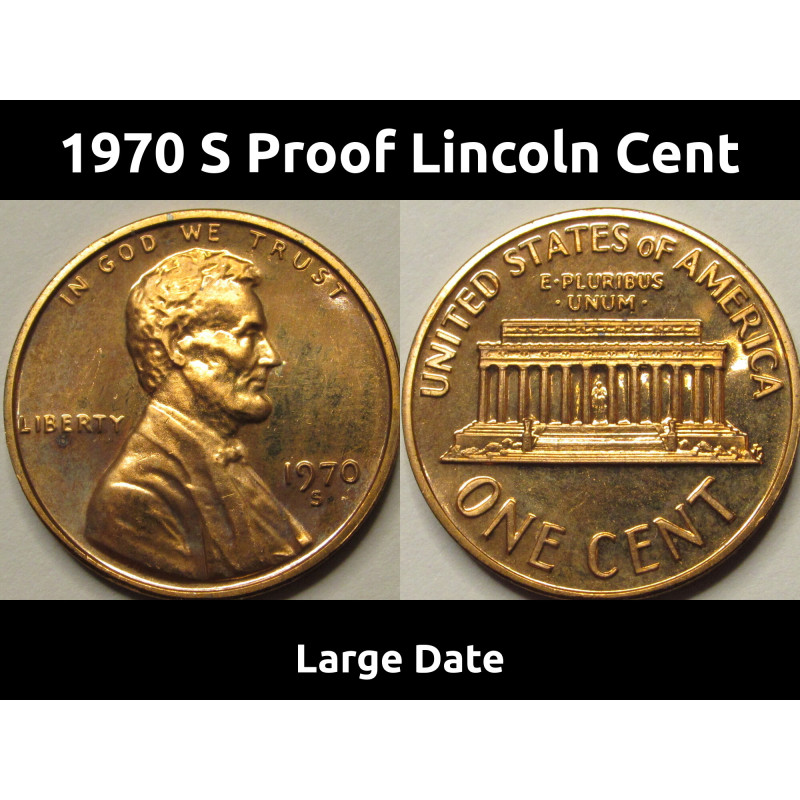 1970 S Proof Lincoln Memorial Cent - vintage American proof coin