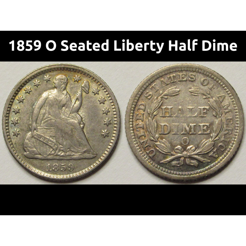 1859 O Seated Liberty Half Dime - pre Civil War era American five cent coin