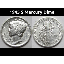 1945 S Mercury Dime - high...